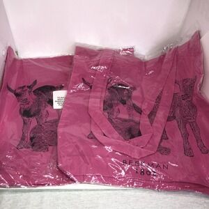 NEW 2 BEEKMAN 1802 Cloth Goat Tote Bright Pink Black Design 2 Straps